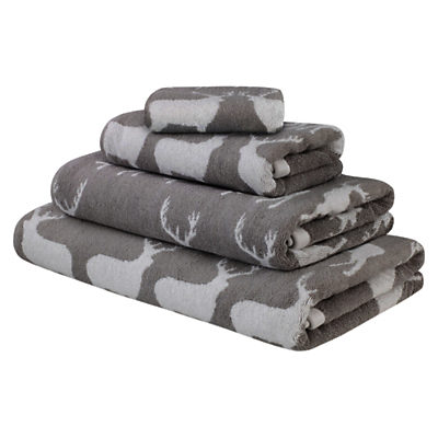 Anorak Kissing Stags Towels, Silver Anorak Kissing Stags Towels, Silver